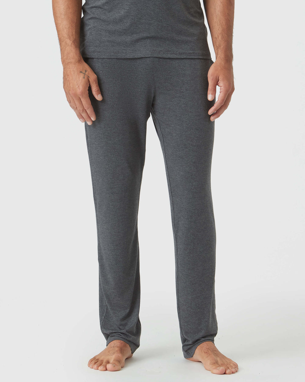 Charcoal Heather Gray Loungewear Short Sleeve Tee And Pant Set