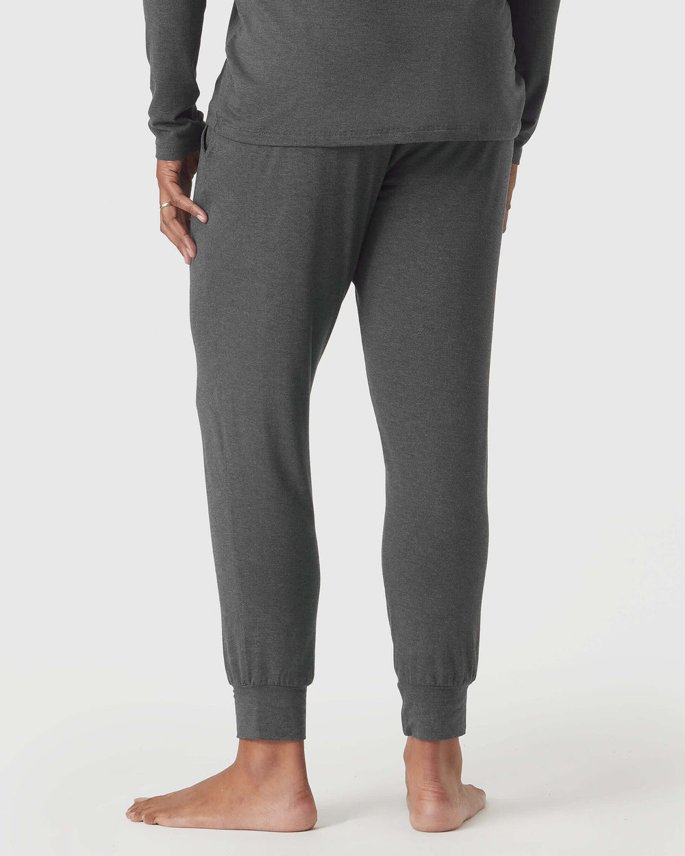 Charcoal Heather Gray Loungewear Long Sleeve Tee And Jogger Set