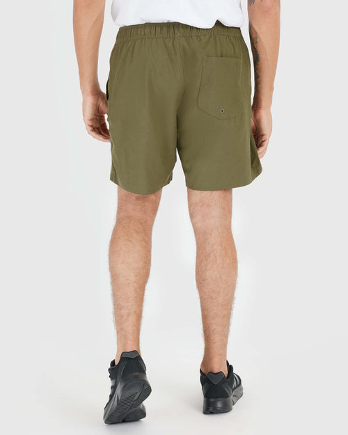 Military Green Active Quick Dry Shorts with Liner