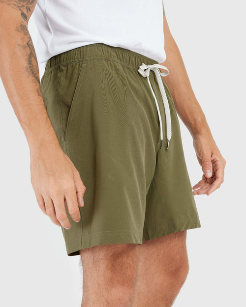 Military Green Active Quick Dry Shorts with Liner