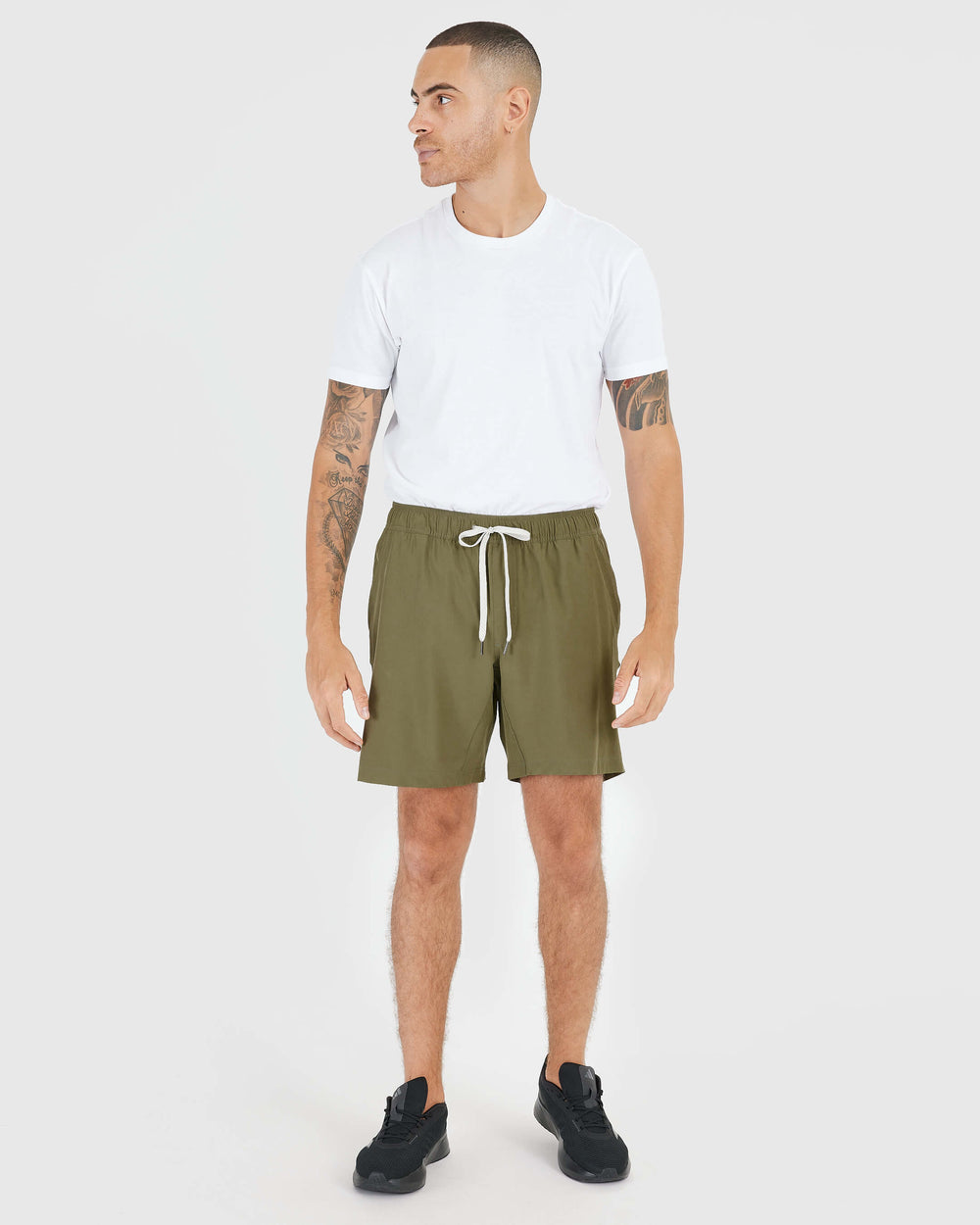 Military Green Active Quick Dry Shorts with Liner