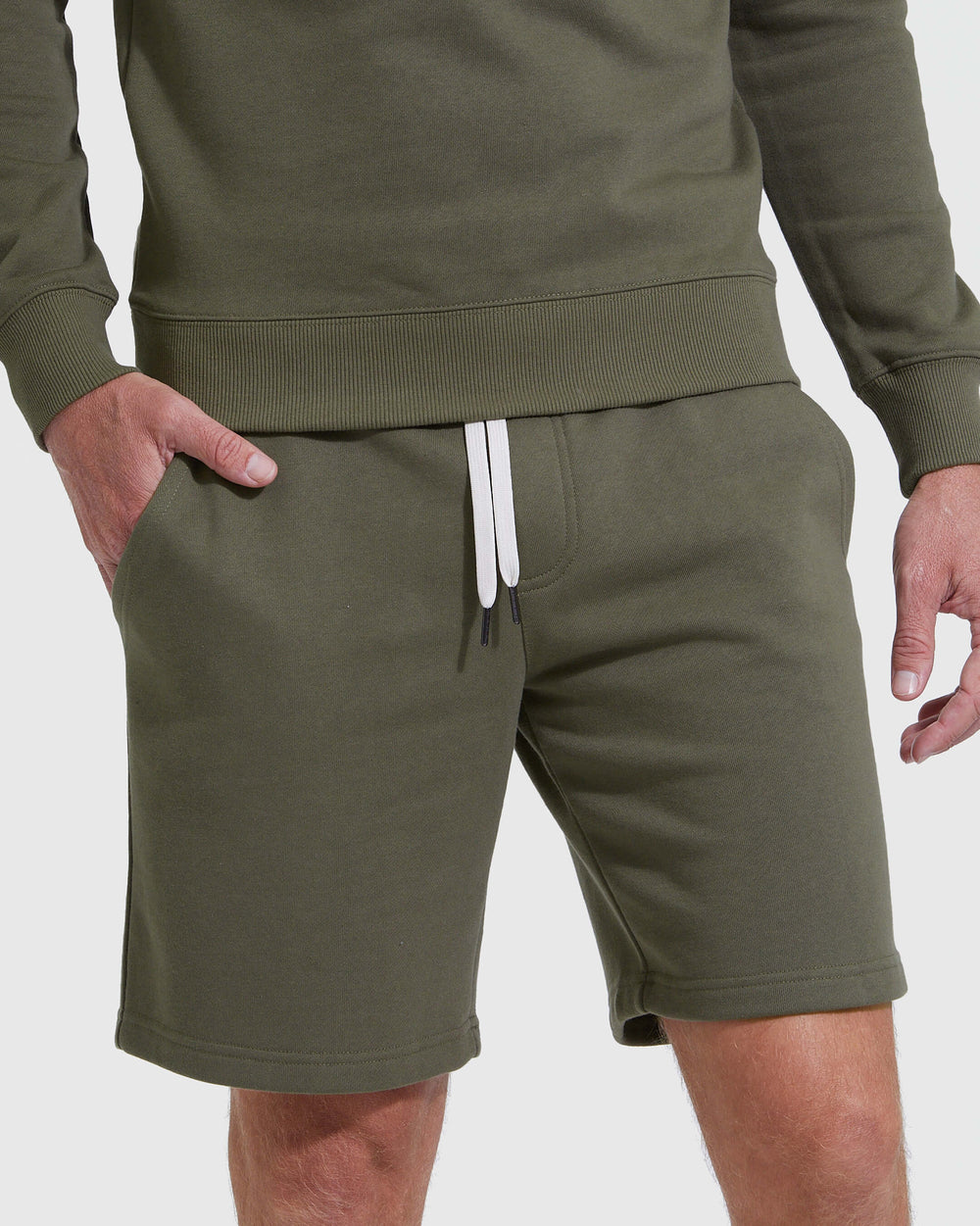 Military Green Fleece French Terry Shorts