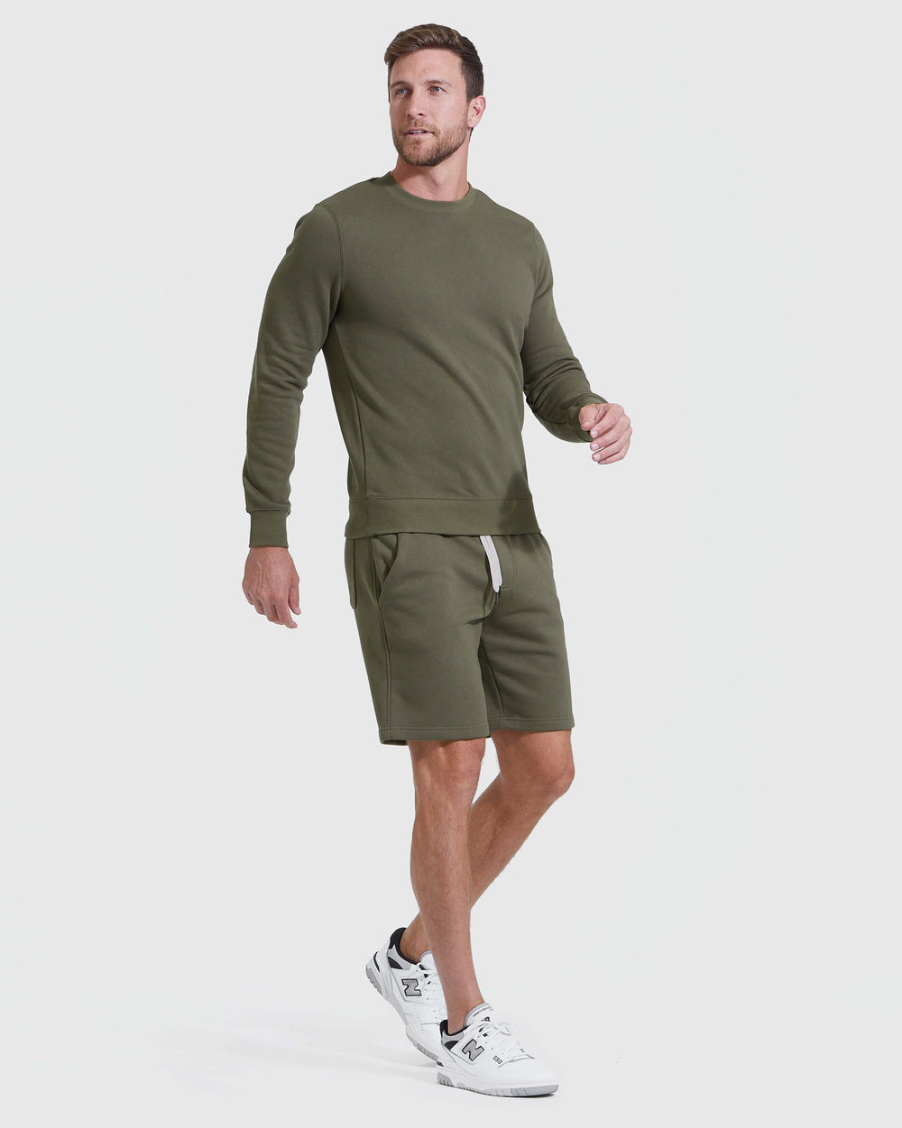 Military Green Fleece French Terry Shorts