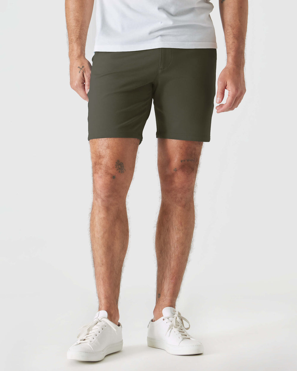 7" Military Green Comfort Knit Chino Shorts