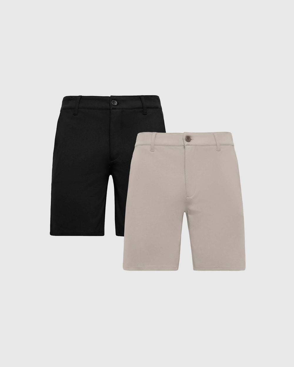 9" Black & Sandstone Comfort Knit Chino Shorts 2-Pack