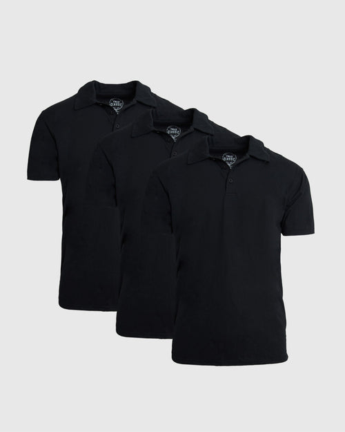 All Black Short Sleeve Polo 3-Pack