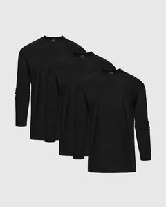 True ClassicAll Black Active Long Sleeve Crew T-Shirt 3-Pack