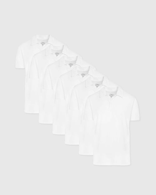 All White Short Sleeve Polo 6-Pack