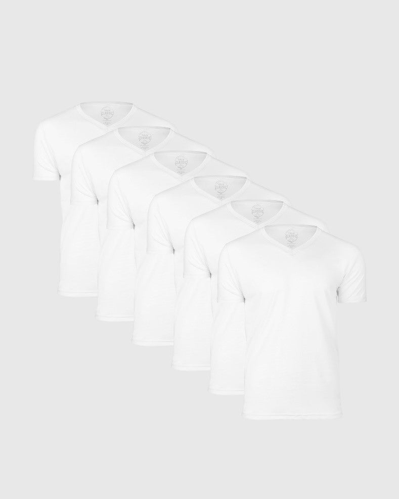 All White V-Neck Tee 6-Pack