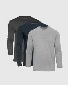 True ClassicBlue and Gray Long Sleeve Crew 3-Pack