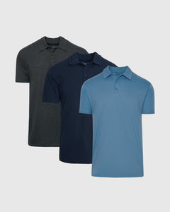 True ClassicBlues Short Sleeve Polo 3-Pack