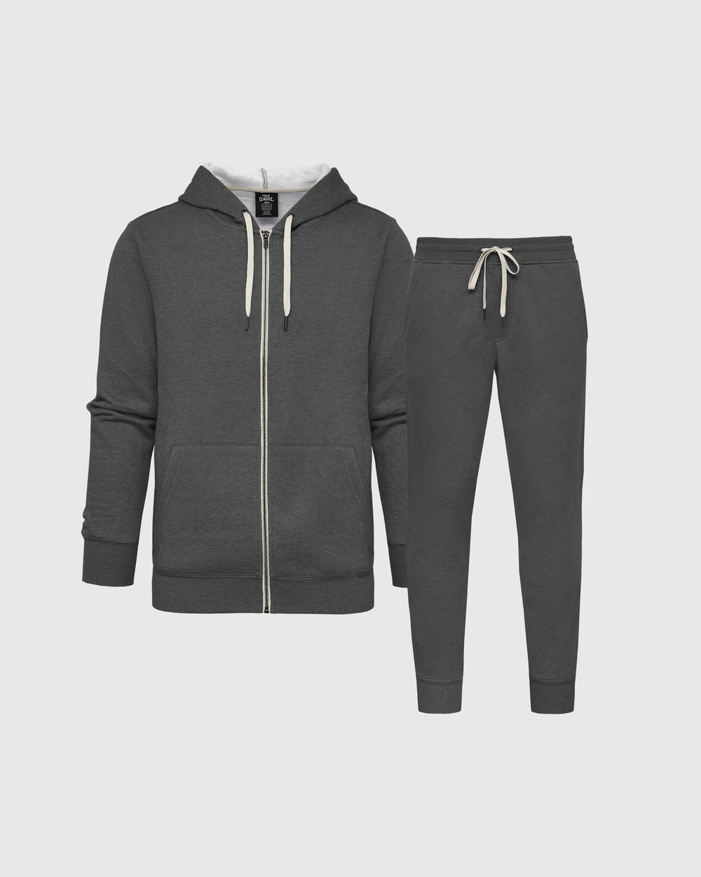 Charcoal Heather Gray Fleece Zip Hoodie and Jogger Set