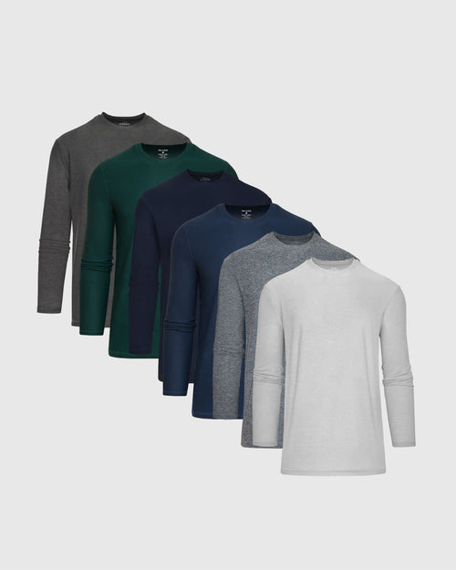 Cool Tones Active Long Sleeve Crew T-Shirt 6-Pack