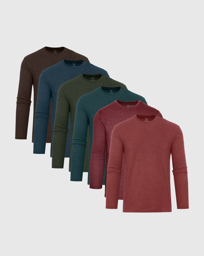 Dark Heather Long Sleeve Classic Crew 6-Pack