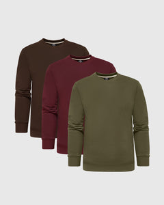 True ClassicEarth Tones Fleece Crew Sweatshirt 3-Pack