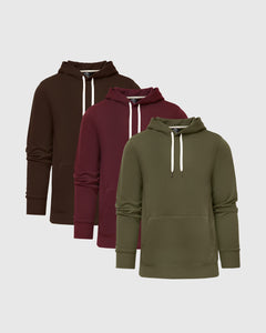 True ClassicEarth Tones Fleece French Terry Pullover Hoodie 3-Pack