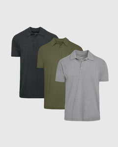 True ClassicGray Short Sleeve Polo 3-Pack