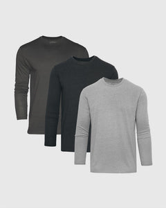 True ClassicGray Tones Long Sleeve Crew Neck 3-Pack