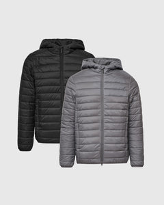 True ClassicMonochrome Hooded Puffer Jacket 2-Pack