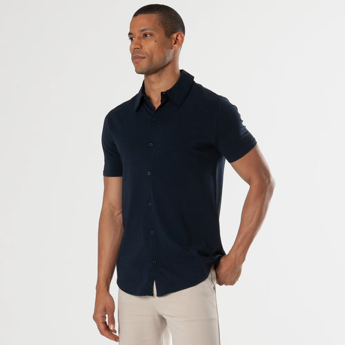 Navy Short Sleeve Knit Shirt