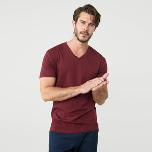 True ClassicBurgundy V-Neck Tee