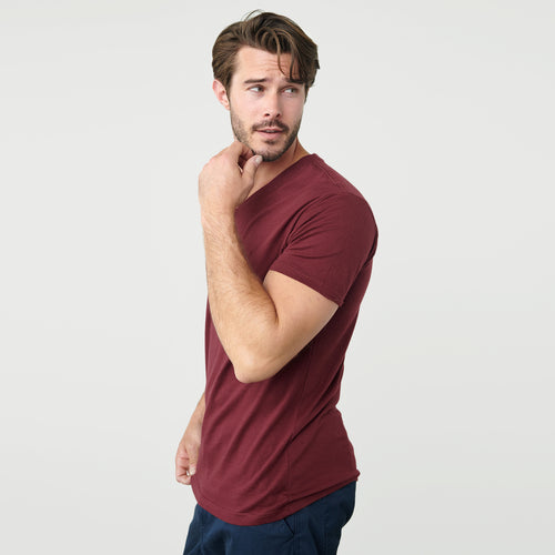 Burgundy V-Neck Tee