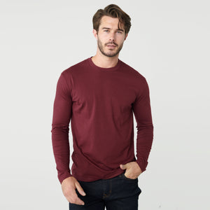 True ClassicBurgundy Long Sleeve Crew Neck Tee