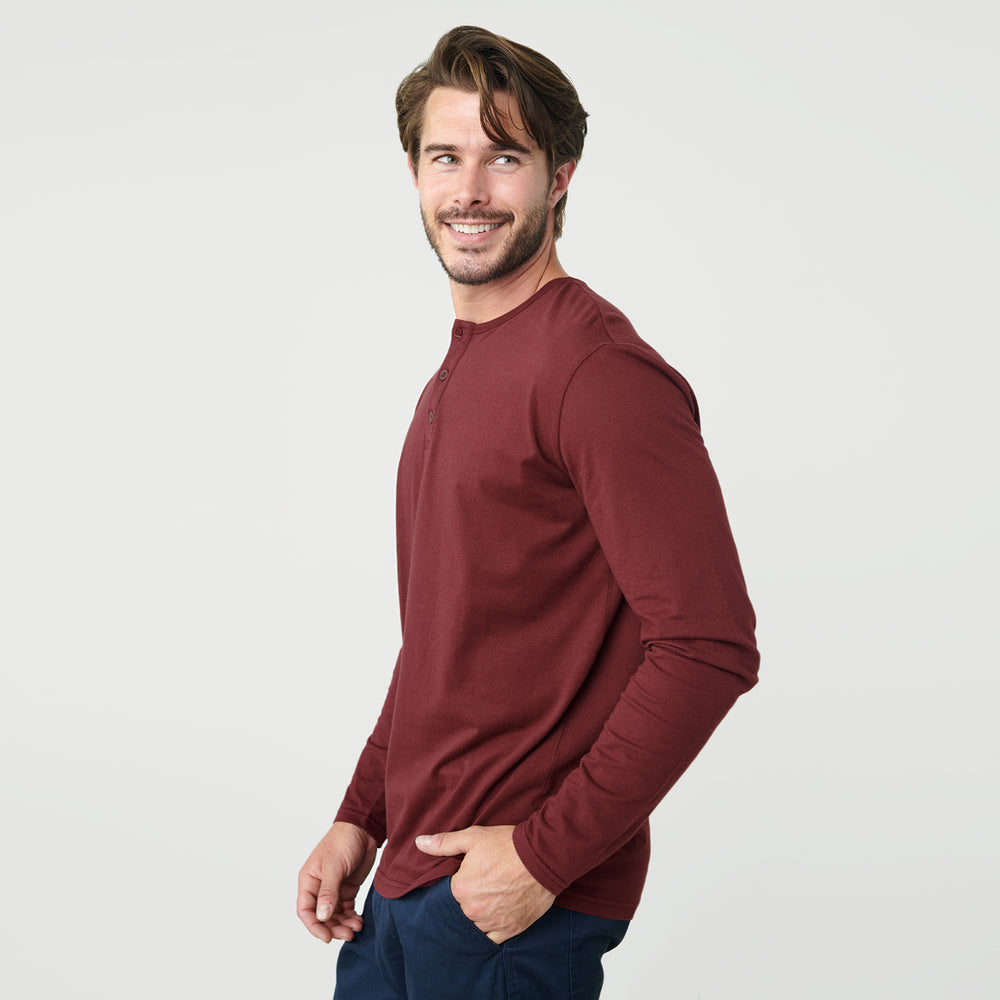 Burgundy Long Sleeve Henley