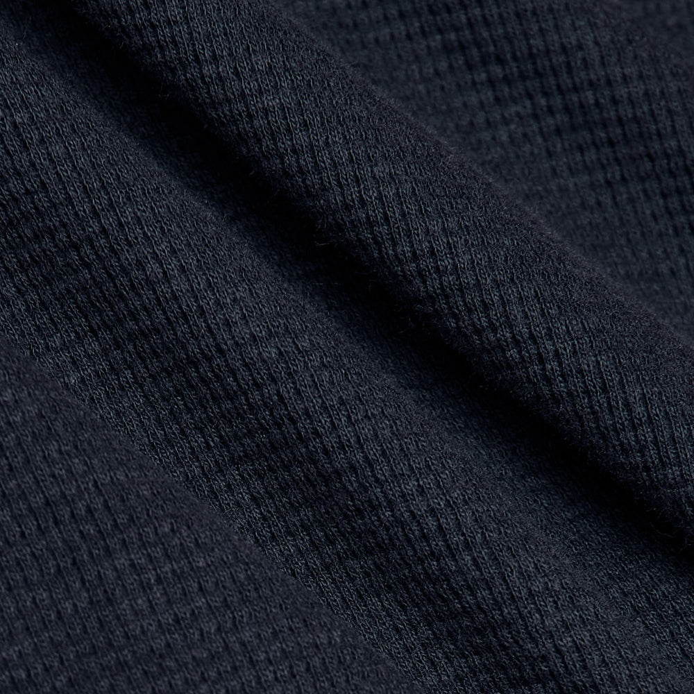 Navy  Waffle Long Sleeve Crew Neck