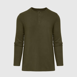 Military Green Waffle Long Sleeve Henley