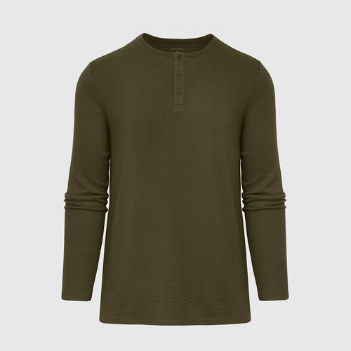 Military Green Waffle Long Sleeve Henley