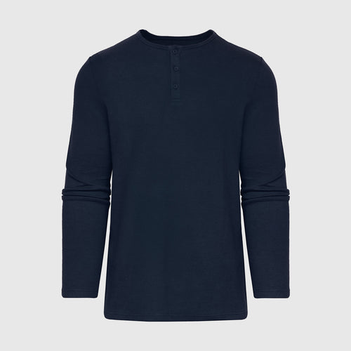 Navy Waffle Long Sleeve Henley