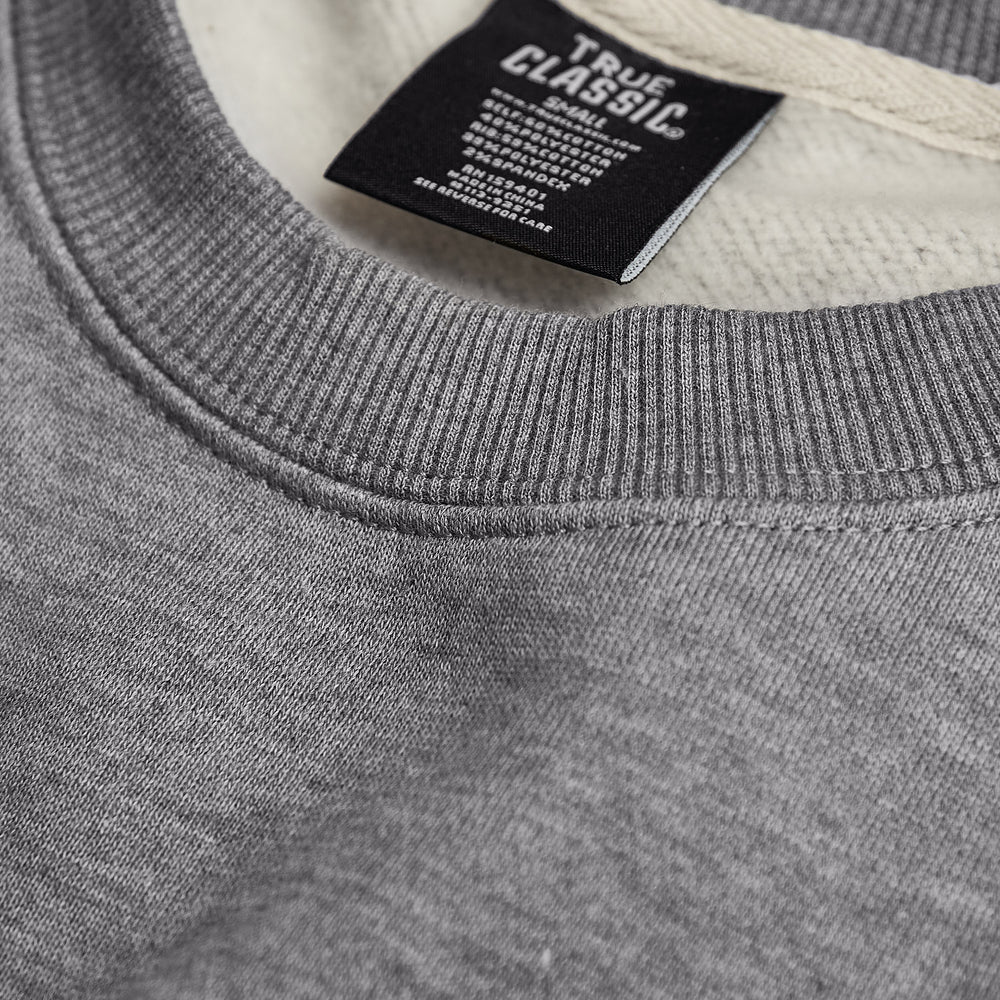 Heather Gray Fleece French Terry Pullover Crew Neck