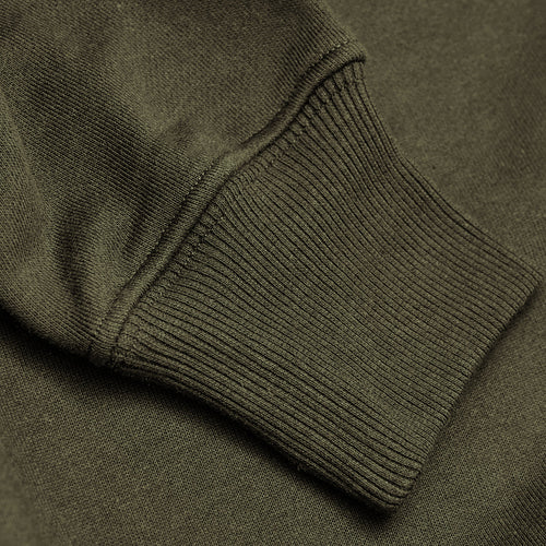 Military Green Fleece French Terry Pullover Crew Neck