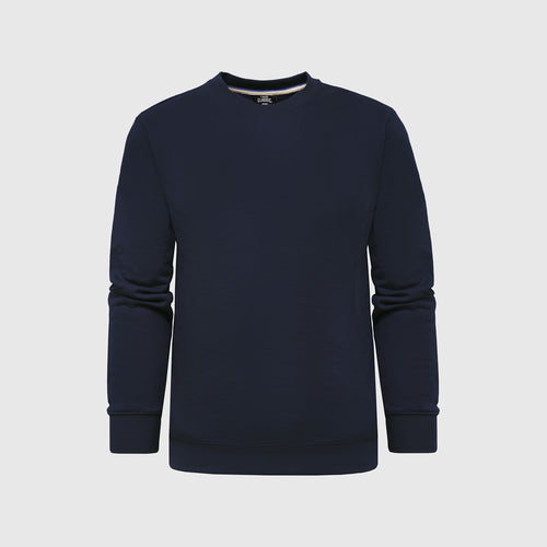 Navy Fleece French Terry Pullover Crew Neck