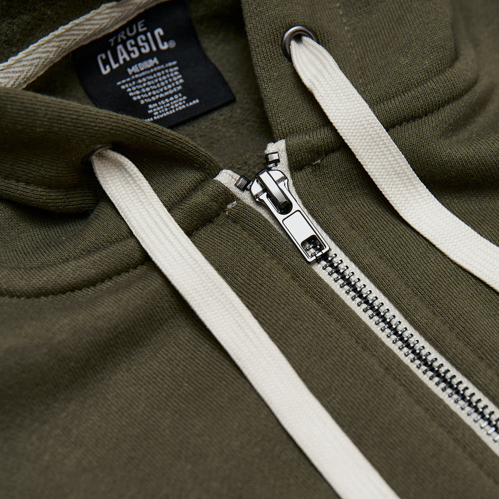 Military Green Fleece French Terry Zip Hoodie