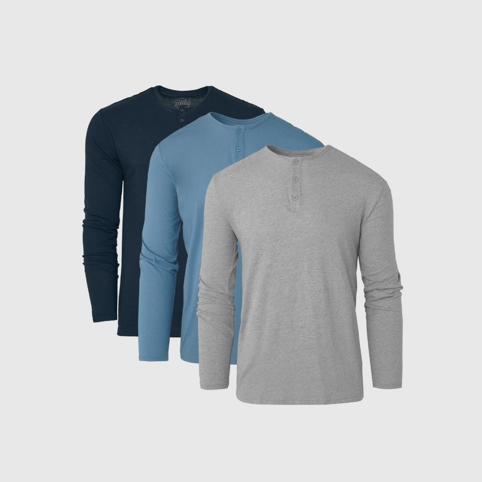 Blues Long Sleeve Henley 3-Pack