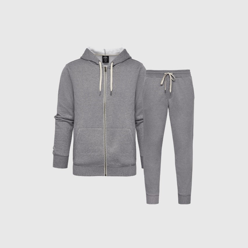 Heather Gray Fleece Zip Hoodie and Jogger Set